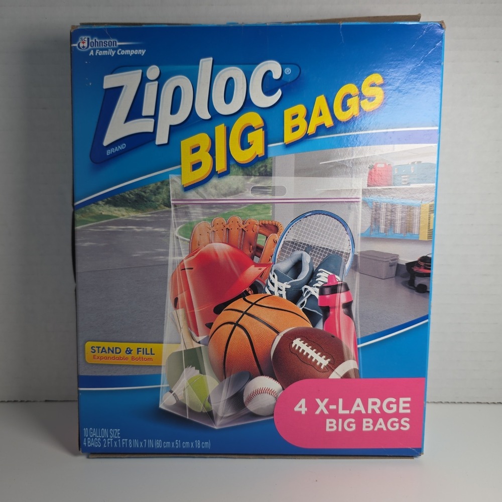 Ziploc Big Bag XL 10 Gallon Double Zipper Sturdy Handle 3 Bags - Picture 2 of 4